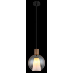 Luminosa Lighting Luminosa Barry I Globe Pendant Ceiling Light Matt Black, Amber Glass Shade, E27 - thumbnail 5