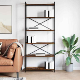 Berkfield Modern Bookcase Smoked Oak 80 X 30 X 188 Cm Engineered Wood - thumbnail 4