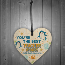 Red Ocean Cute Teacher Gift Wooden Heart Baby Best Teacher Gift Shark Leaving Gift - thumbnail 2