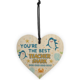 Red Ocean Cute Teacher Gift Wooden Heart Baby Best Teacher Gift Shark Leaving Gift - thumbnail 5