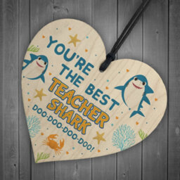 Red Ocean Cute Teacher Gift Wooden Heart Baby Best Teacher Gift Shark Leaving Gift - thumbnail 6