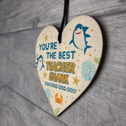 Red Ocean Cute Teacher Gift Wooden Heart Baby Best Teacher Gift Shark Leaving Gift - thumbnail 7