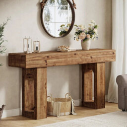 63-Inch Solid Wood Console Table Farmhouse Narrow Entryway Table For Hallway - thumbnail 3