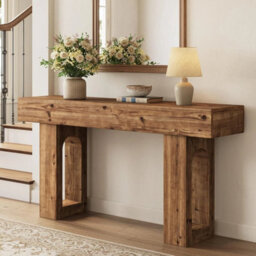 63-Inch Solid Wood Console Table Farmhouse Narrow Entryway Table For Hallway - thumbnail 5