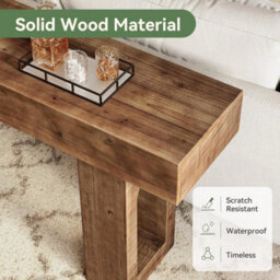 63-Inch Solid Wood Console Table Farmhouse Narrow Entryway Table For Hallway - thumbnail 4