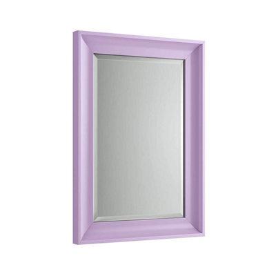 Ibathuk Revix Purple Framed Mirror, Wall Hung Bevelled Mirror For Modern Bathroom Interiors, Bathroom Wall Mirror, 700 X 500mm - image 1
