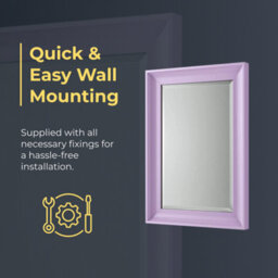 Ibathuk Revix Purple Framed Mirror, Wall Hung Bevelled Mirror For Modern Bathroom Interiors, Bathroom Wall Mirror, 700 X 500mm - thumbnail 5