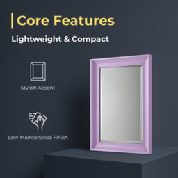 Ibathuk Revix Purple Framed Mirror, Wall Hung Bevelled Mirror For Modern Bathroom Interiors, Bathroom Wall Mirror, 700 X 500mm - thumbnail 2