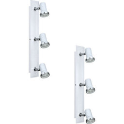 Elegant 2 Pack Wall Flush Ceiling Lights For Bathroom - Ip44 Rated White Chrome Gu10 - thumbnail 1
