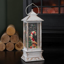 Samuel Alexander 29Cm Battery Powered Light Up Antique Lantern Christmas Water Spinner With Snowy Mouse Scene - thumbnail 1