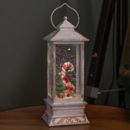Samuel Alexander 29Cm Battery Powered Light Up Antique Lantern Christmas Water Spinner With Snowy Mouse Scene - thumbnail 4
