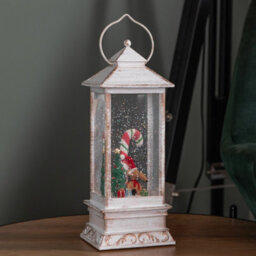 Samuel Alexander 29Cm Battery Powered Light Up Antique Lantern Christmas Water Spinner With Snowy Mouse Scene - thumbnail 3