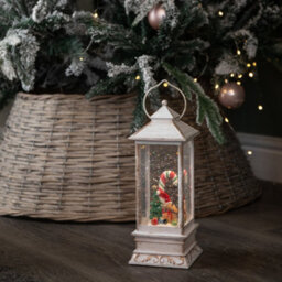 Samuel Alexander 29Cm Battery Powered Light Up Antique Lantern Christmas Water Spinner With Snowy Mouse Scene - thumbnail 2