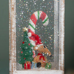 Samuel Alexander 29Cm Battery Powered Light Up Antique Lantern Christmas Water Spinner With Snowy Mouse Scene - thumbnail 6