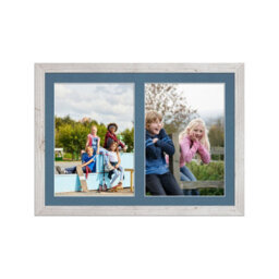 AK Frames 20X14 White Rustic Modern Multi Photo Frame With Pompadour Mount - Holds 2 Apertures (2X) A4 Photos - thumbnail 1