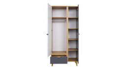 Arte Memone Functional Wardrobe - Golden Oak With Graphite & White Matt - W900mm X H2000mm X D520mm - thumbnail 2