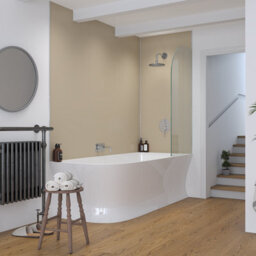 Rearo Selkie Mdf Bathroom Shower Wall Panel (H)2420mm X (W)1180mm X (D)11mm Tongue & Groove - Golden Fudge Matte Finish - thumbnail 6
