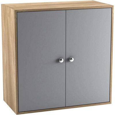 Wooden 2-Tier Storage Cabinet Oak Bedside Cupboard - image 1