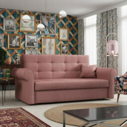 Viva Iii Sofa Bed With Sleeping Function And Storage Polyurethane Foam Wave Spring Metal Legs 168X85X98Cm Pink - thumbnail 1