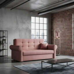 Viva Iii Sofa Bed With Sleeping Function And Storage Polyurethane Foam Wave Spring Metal Legs 168X85X98Cm Pink - thumbnail 2