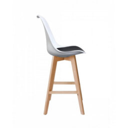 Fusion Living Soho White & Black Plastic Bar Stool With Light Wood Legs - thumbnail 5