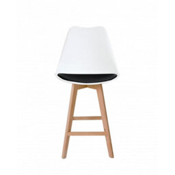 Fusion Living Soho White & Black Plastic Bar Stool With Light Wood Legs - thumbnail 6