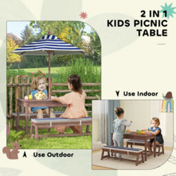 Aiyaplay Kids Picnic Table, Wooden Kids Garden Furniture With Umbrella - thumbnail 6