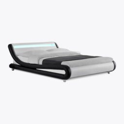 Home Detail Galaxy Faux Leather King Bed Frame With Led, Black/white - thumbnail 5