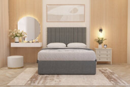Somnior Beds Somnior Alexas Divan Bed Set With Midnight Pocket Sprung Mattress And Headboard Silver Linen