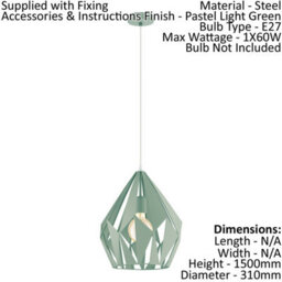 Stylish Pastel Green Geometric Hanging Ceiling Pendant Light - thumbnail 2