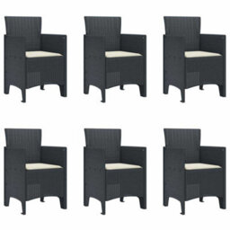 Berkfield Modern Garden Dining Set 7 Pcs Anthracite Polt Rattan - thumbnail 5