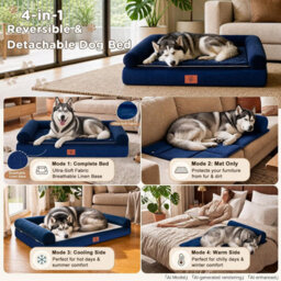 Luckracer Large Dog Bed Sofa Washable Orthopedic Dog Beds Green 104X64X15Cm - thumbnail 5