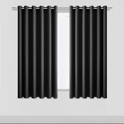 Aspire Homeware Plain Room Darkening Blackout Eyelet Curtain Pair Dark Grey (W)117Cm X (D)137Cm With Tie Back Pair - image 1