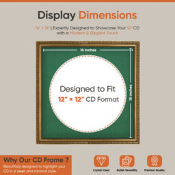 "16X16"" Gold Ornate Vinyl Record Frame With Emerald Mount For 12 Inch Lp Disc - Ak Frames" - thumbnail 2
