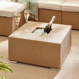 Furniturebox Uk Orlando Beige Rattan Garden Coffee Table + Ice Bucket - thumbnail 2