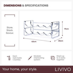 Livivo Silver Chrome Wine Rack For Countertop Bottle Storage - thumbnail 9