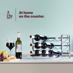 Livivo Silver Chrome Wine Rack For Countertop Bottle Storage - thumbnail 4