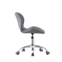 Grey Chair Cushioned Computer Office Chair Chrome Legs Swivel Adjustable Vanity Stool - thumbnail 4