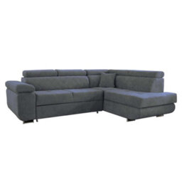 Sliding Wardrobes 4 u LTD Ontario Plush Velvet Grey Corner Sofa Bed With Ottoman Storage - (Right Corner Soda Bed) - thumbnail 2