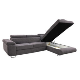 Sliding Wardrobes 4 u LTD Ontario Plush Velvet Grey Corner Sofa Bed With Ottoman Storage - (Right Corner Soda Bed) - thumbnail 3