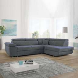 Sliding Wardrobes 4 u LTD Ontario Plush Velvet Grey Corner Sofa Bed With Ottoman Storage - (Right Corner Soda Bed) - thumbnail 1