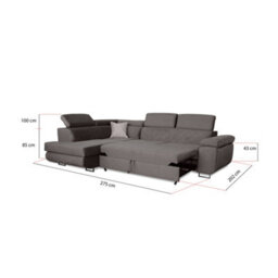 Sliding Wardrobes 4 u LTD Ontario Plush Velvet Grey Corner Sofa Bed With Ottoman Storage - (Right Corner Soda Bed) - thumbnail 5