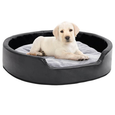 Vidaxl Dog Bed Black And Grey 79X70X19 Cm Plush And Faux Leather - image 1