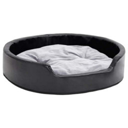 Vidaxl Dog Bed Black And Grey 79X70X19 Cm Plush And Faux Leather - thumbnail 2