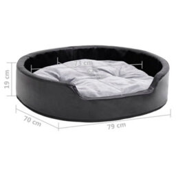 Vidaxl Dog Bed Black And Grey 79X70X19 Cm Plush And Faux Leather - thumbnail 3