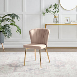 Furniturebox Uk Dining Chair - 2X Danica Pale Pink Velvet Upholstered Dining Chair Gold  Legs - Modern Meets Vintage Glam - thumbnail 4