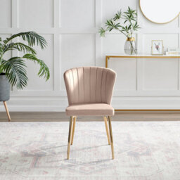 Furniturebox Uk Dining Chair - 2X Danica Pale Pink Velvet Upholstered Dining Chair Gold  Legs - Modern Meets Vintage Glam - thumbnail 5