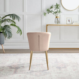 Furniturebox Uk Dining Chair - 2X Danica Pale Pink Velvet Upholstered Dining Chair Gold  Legs - Modern Meets Vintage Glam - thumbnail 7