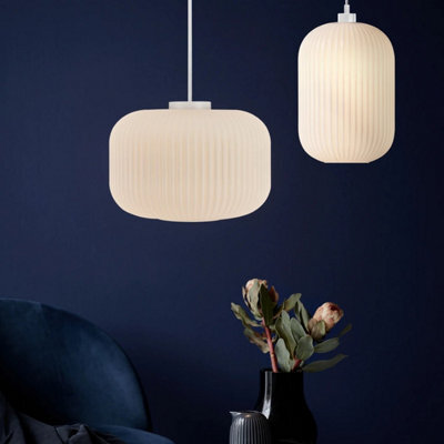 Nordlux Milford Glass Pendant Light Ribbed  White,mains - image 1