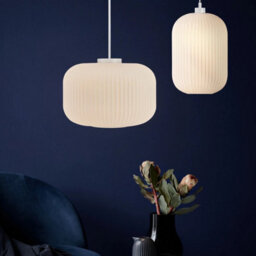 Nordlux Milford Glass Pendant Light Ribbed  White,mains - thumbnail 1